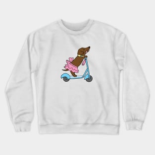 Ballerina Dachshund on a Scooter Crewneck Sweatshirt